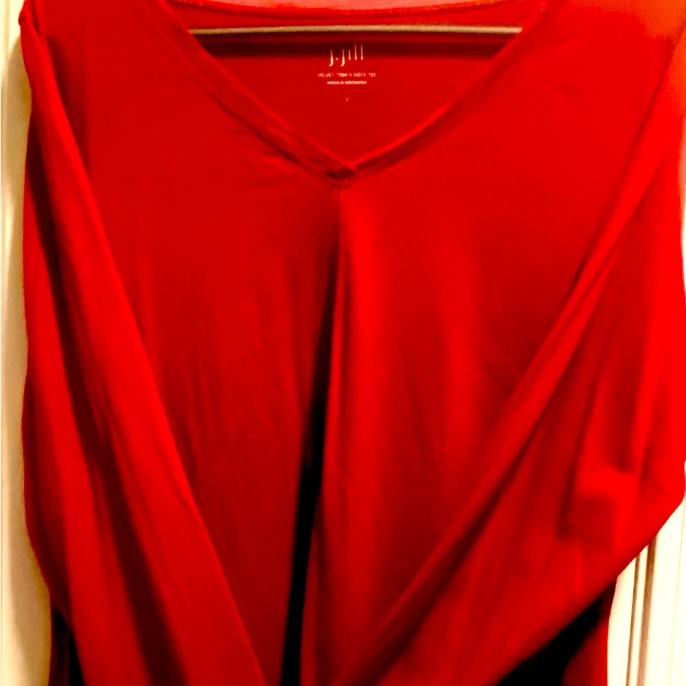 J. Jill Bold Red V-Neck Blouse